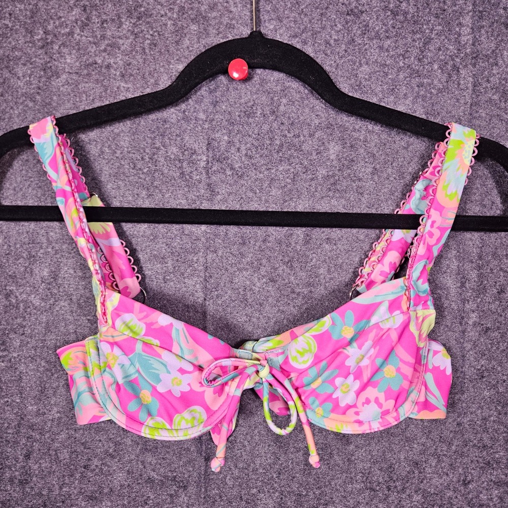 For Love & Lemons Womens Floral Bikini Top Underwire Beach Swim Resort Sz XXS